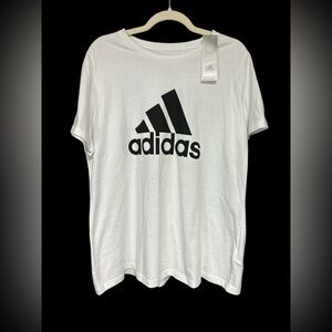 Adidas Women’s White Tee with Bold Black Logo 100% Cotton size 2X
